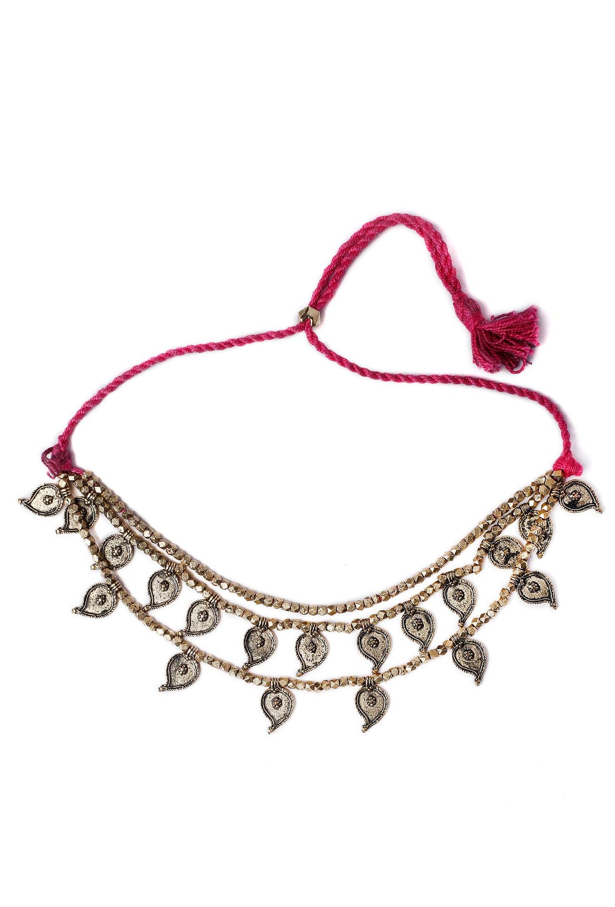 Dhokra-Inspired Triple Strand German Silver Necklace