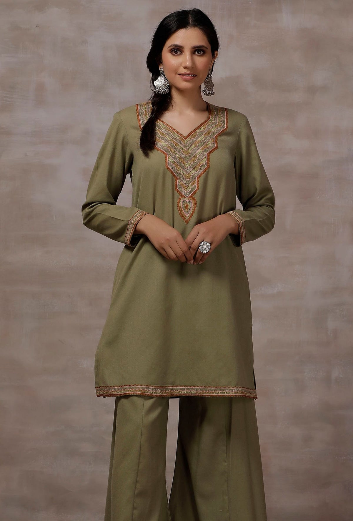 Sheen Mint Green Straight Woollen Kurta サイズ M