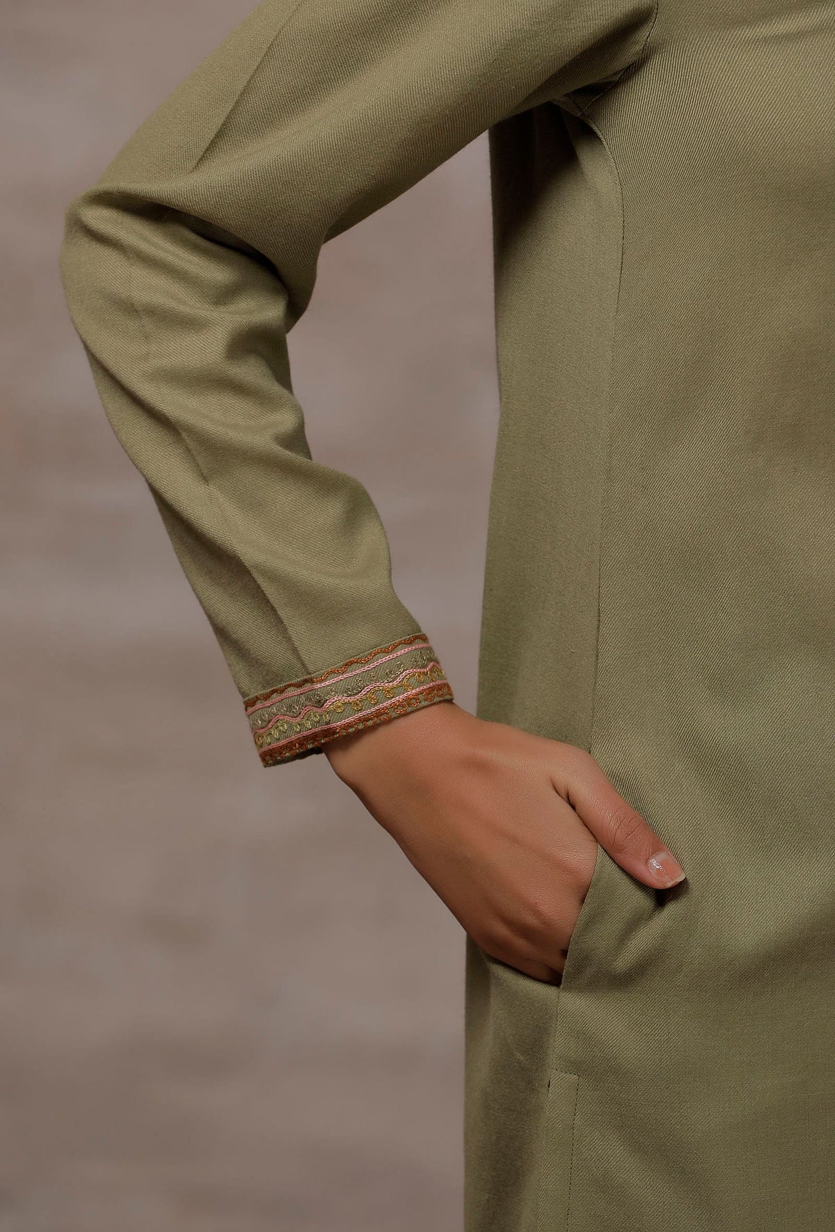 Sheen Mint Green Straight Woollen Kurta サイズ M