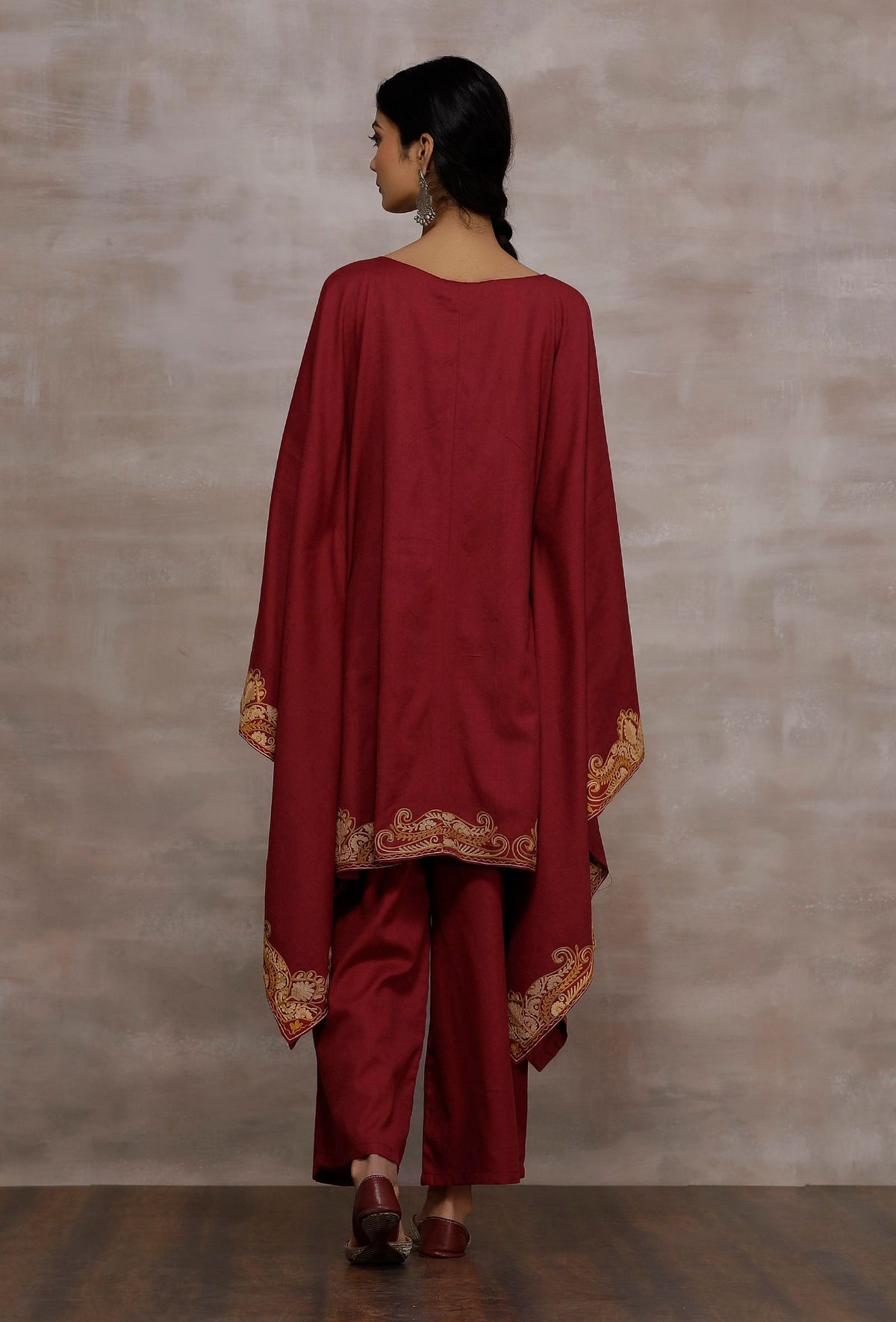 Parisa Pink Wool Front Open Poncho サイズ M