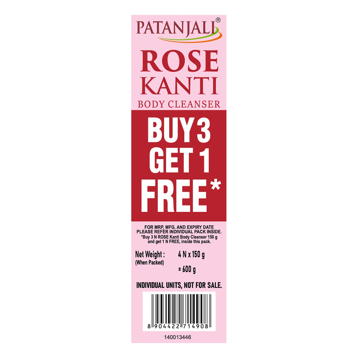 【Patanjali】 Rose Kanti Body Cleanser 150G (Buy 3 Get 1 Free)｜ローズカンティ ボディクレンザー（石けん）｜150g×4個