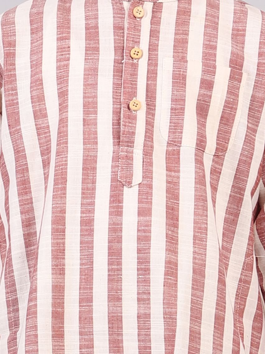 Set of 2: Red Stripes Cotton Kurta Pyjama Set サイズ 5〜6歳
