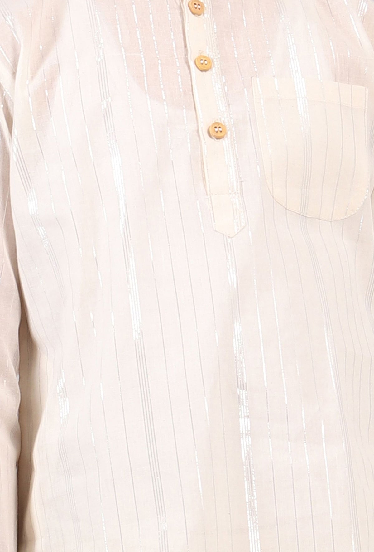 Set of 2: White Silver Cotton Stripes Kurta Pyjama Set サイズ 7〜8歳