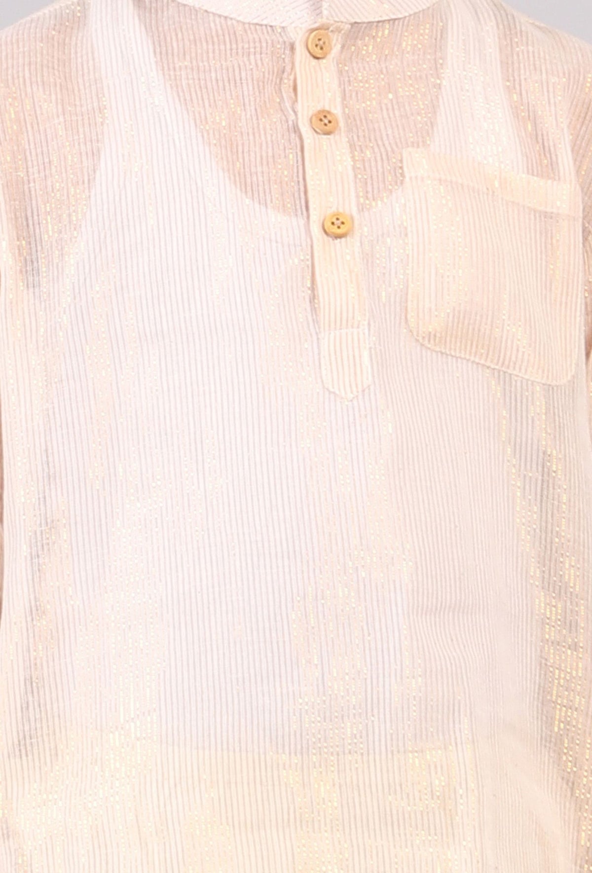 Set of 2: Plain White Silver Cotton Stripes Kurta Pyjama Set サイズ 7〜8歳