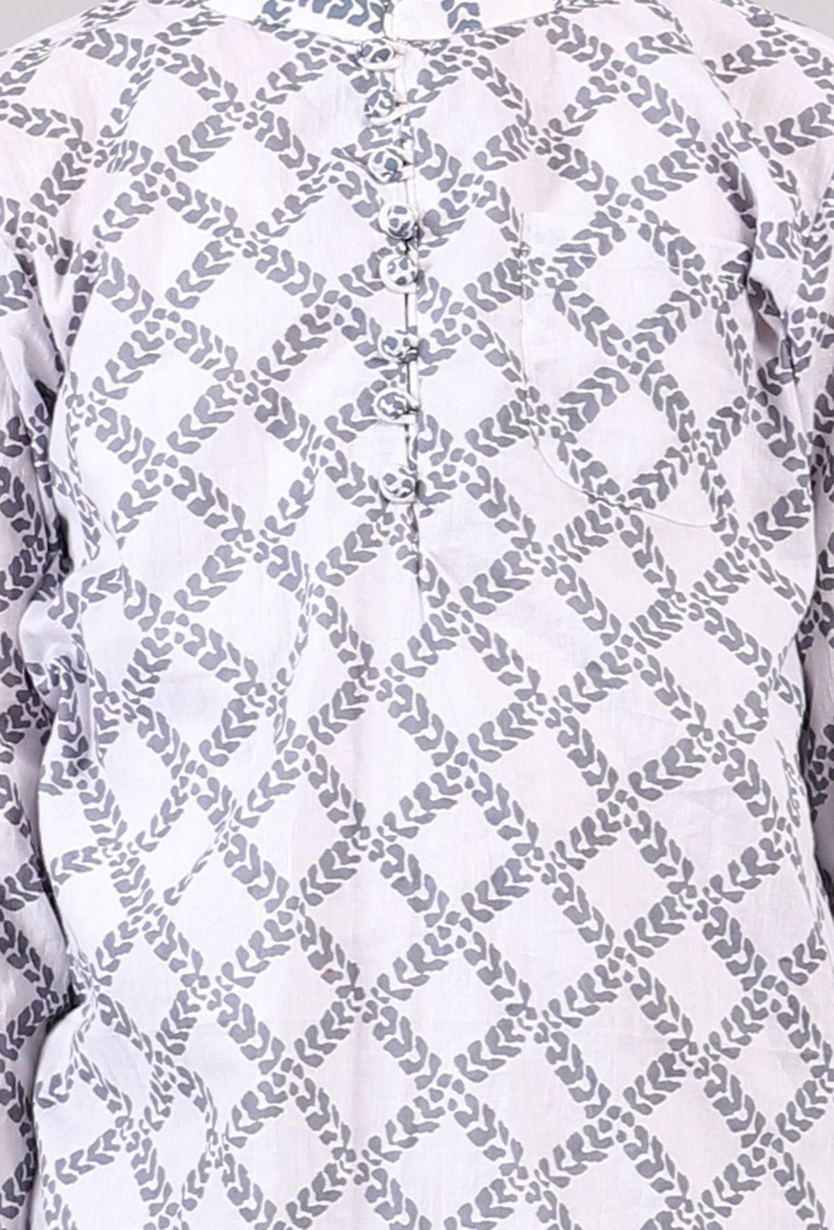 Set of 2: White and Blue Hand Block Print Kurta Pyjama Set サイズ 7〜8歳