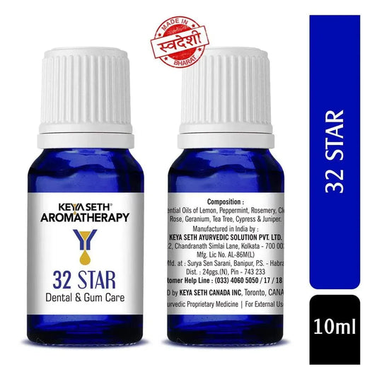 32 Star-Dental & Gum Solution, Toothache, Gum Swelling, Infection, Breath Refresher Natural Therapeutic Essential Oil Blend Tea Tree & Clove 10ml 10ml