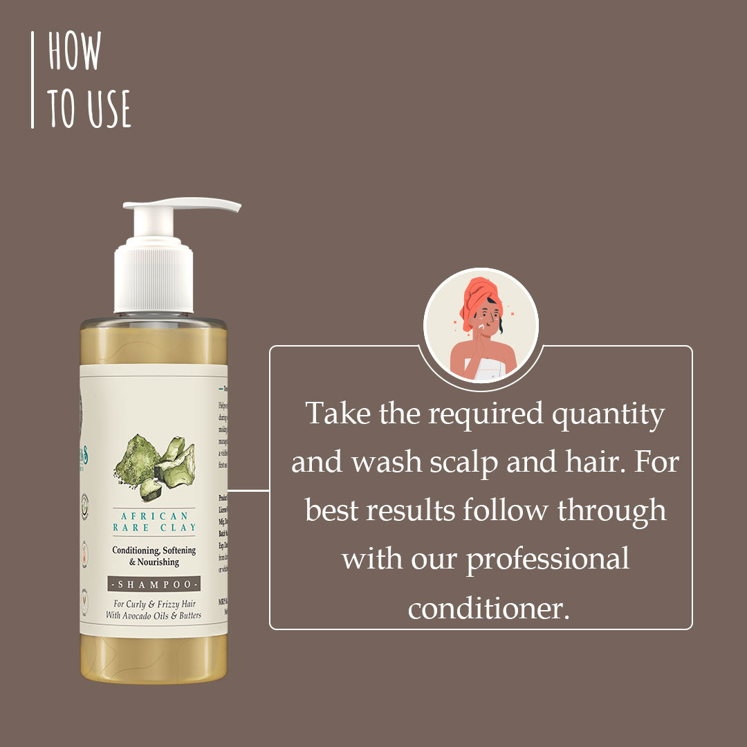 African Rare Clay Conditioning Softening & Nourishing Shampoo for Curly Frizzy Hair 100ml