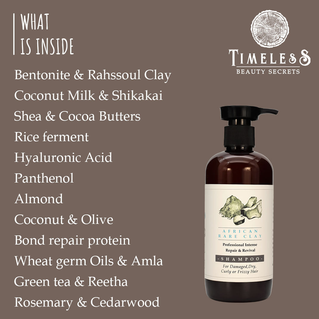 African Rare Clay Professional Intense Repair & Reviving Shampoo for Damaged, Curly, Frizzy Hair 300ml