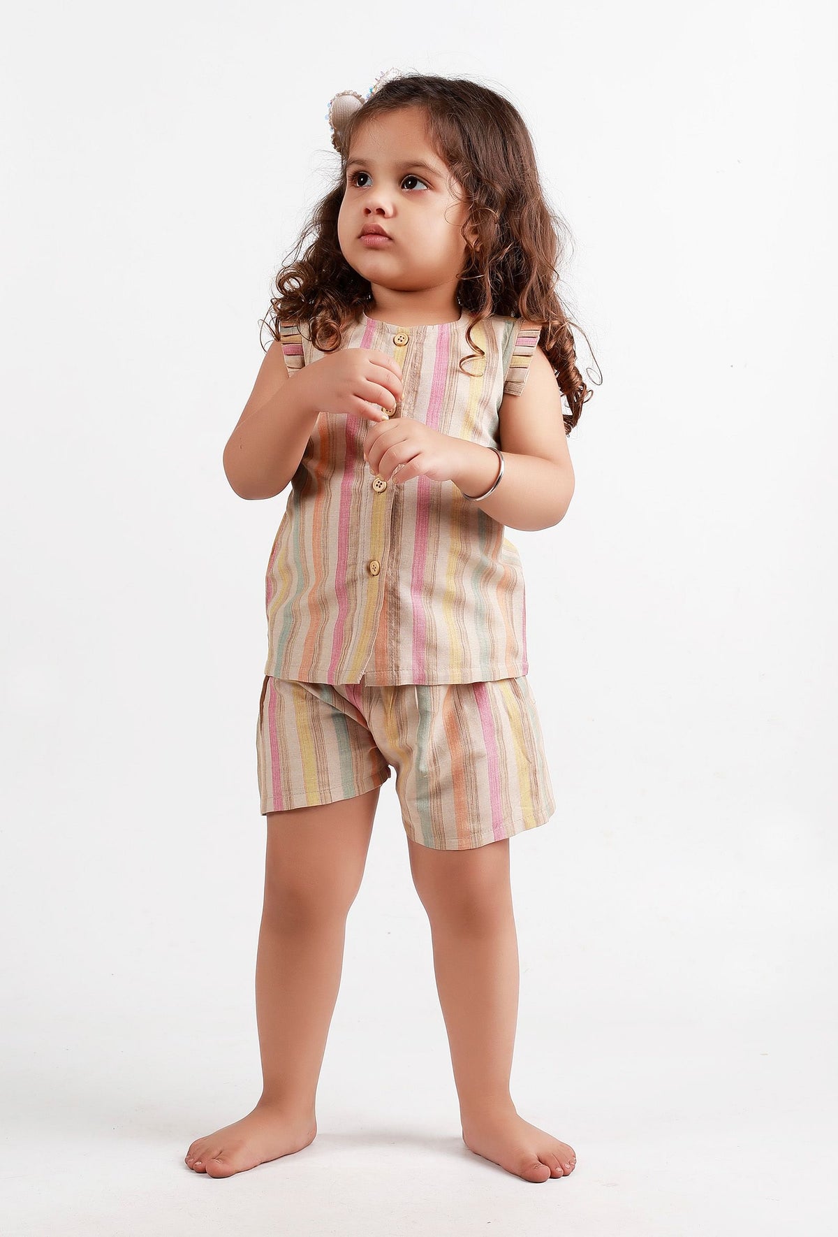 Set of 2: Beige Striped Top and Beige Striped Pant サイズ 6〜7歳