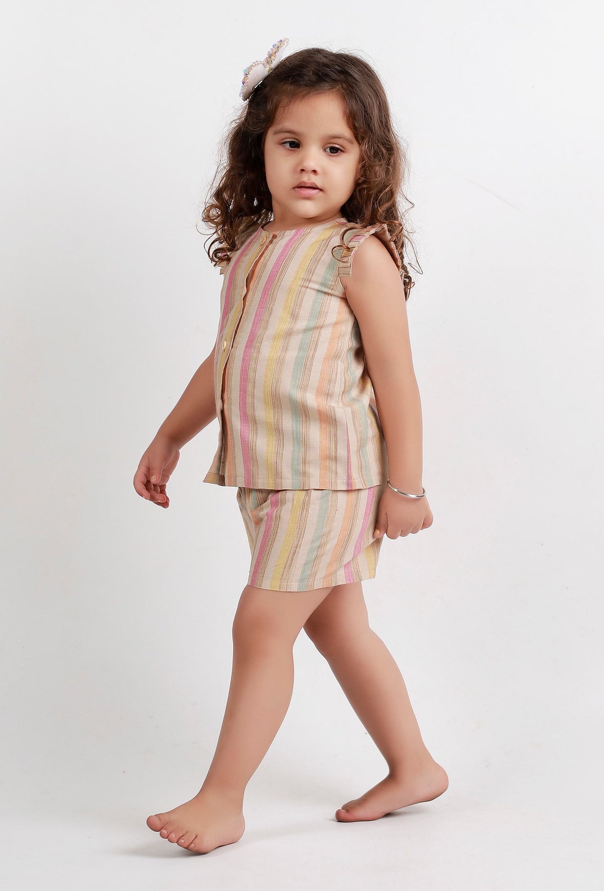 Set of 2: Beige Striped Top and Beige Striped Pant サイズ 8〜9歳