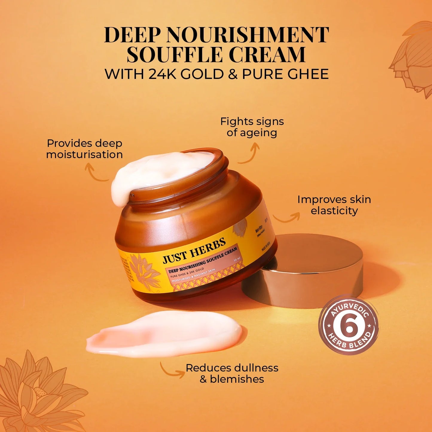 Pure Ghee & 24K Gold Deep Nourishing Souffle Cream 50ml