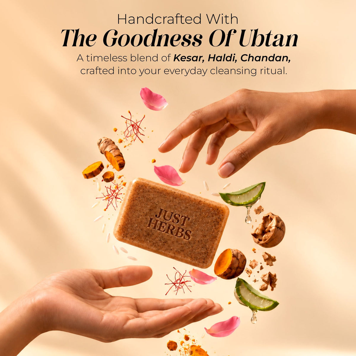 【Just Herbs】Golden Ubtan Exfoliating Detan Bar｜ゴールデン ウブタン エクスフォリエイティング デタン バー｜75g