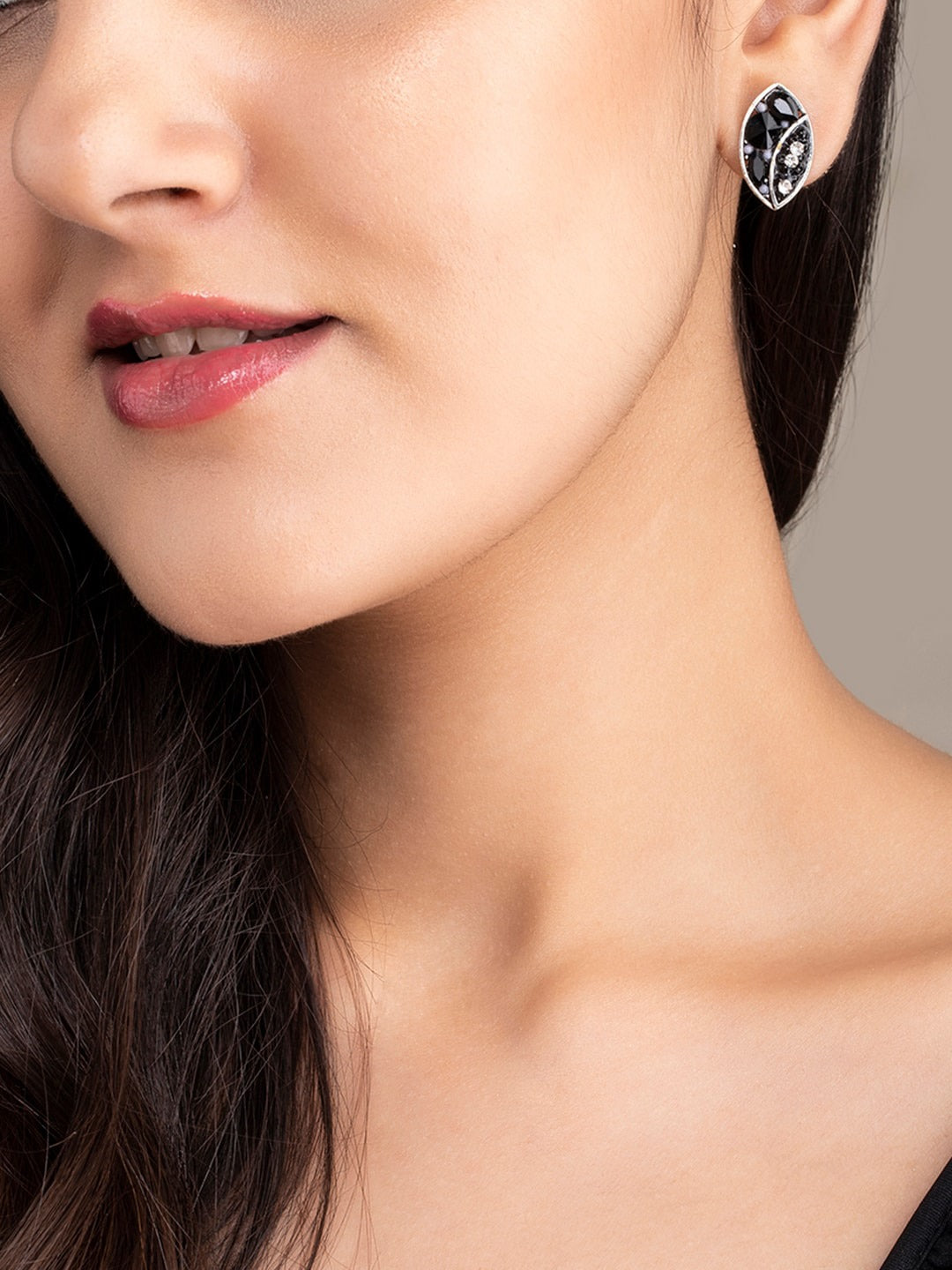 Rubans Silver Toned Oxidized Handcrafted Set of 2 Earrings Silver