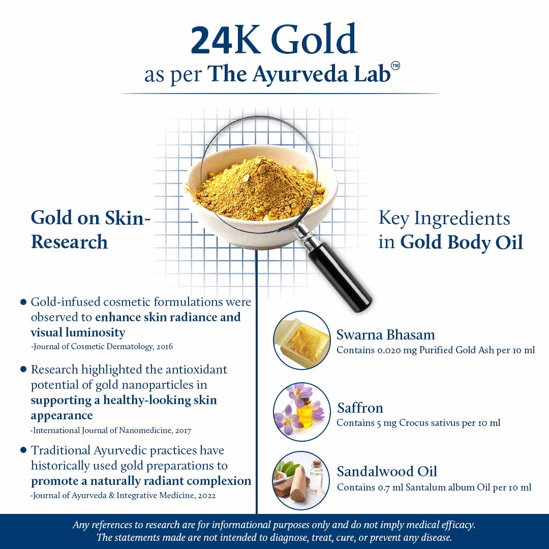 Gold Shimmer Body Oil with Swarna Bhasma for Glowing Skin (16 herbs) 200ml