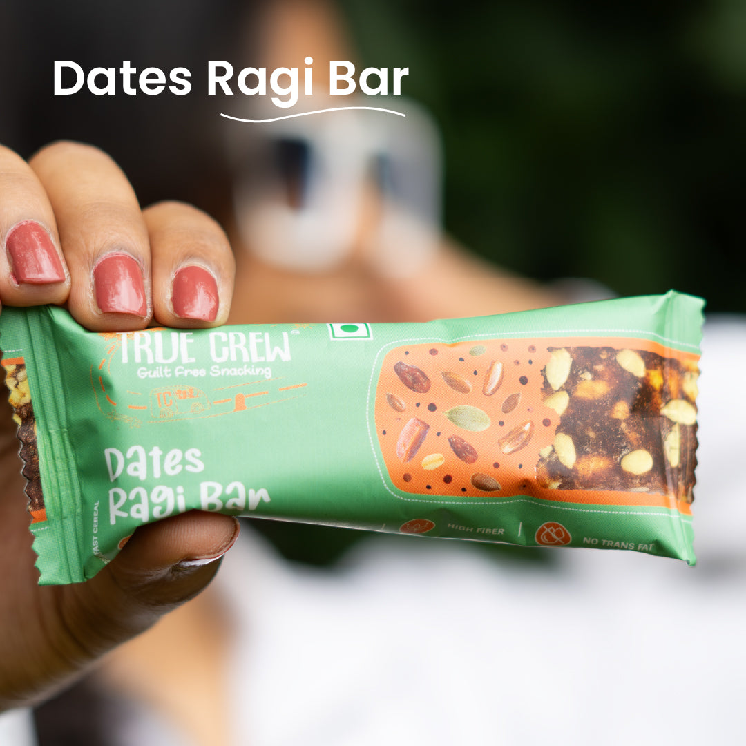 TRUE CREW - Dates Ragi Bar, 25 g Each (Pack of 10) 25gx10