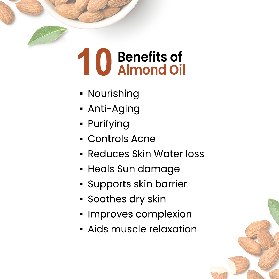 Almond Body Oil - Anti-Acne, Deep Moisturizing, Soothing, Skin Nourishment; Non-Sticky, Quick-Absorbing 400ml