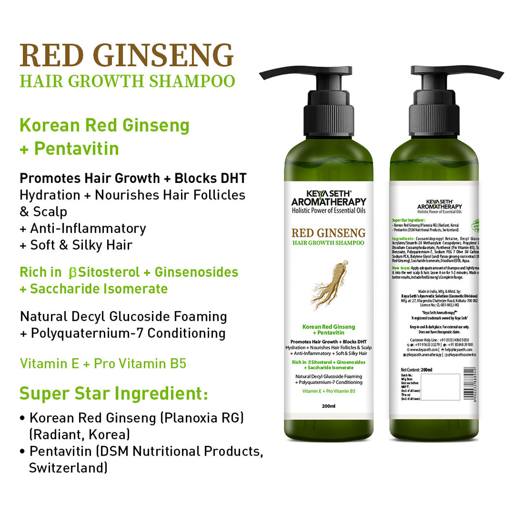 Korean Hair Growth Serum Treatment Kit – Mild Foaming Shampoo & Hair Serum with Red Ginseng, Caffeine, Pentavitin & Vitamin E for Hair Fall Control, DHT Block & Scalp Nourishment 230ml