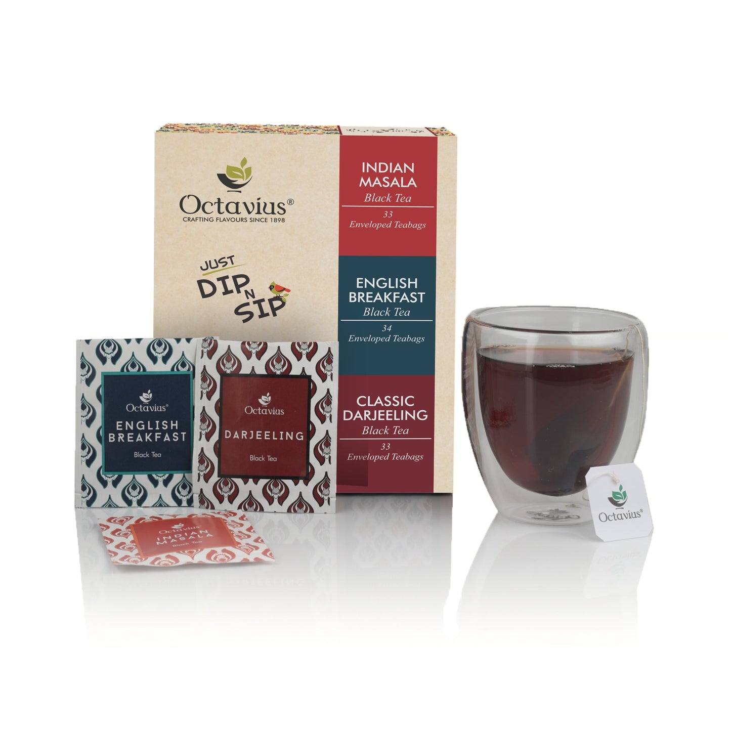 3 Assorted Black Teas - 100 Enveloped Teabags Economy Pack 560g