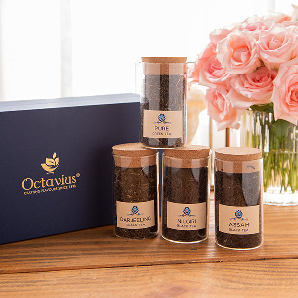 Tea Time Treasure-Pure Teas  (4 Assorted Loose Leaf Black & Green Teas) 970g