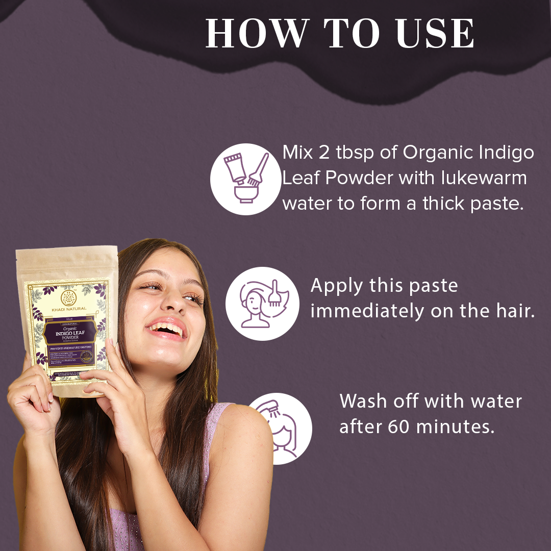 Organic Indigo Leaf Hair Color Powder - 100% Natural 100gm