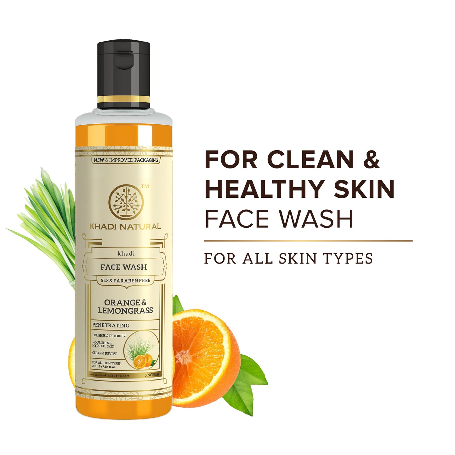 Herbal Orange & Lemongrass Face Wash SLS & Paraben Free 210ml