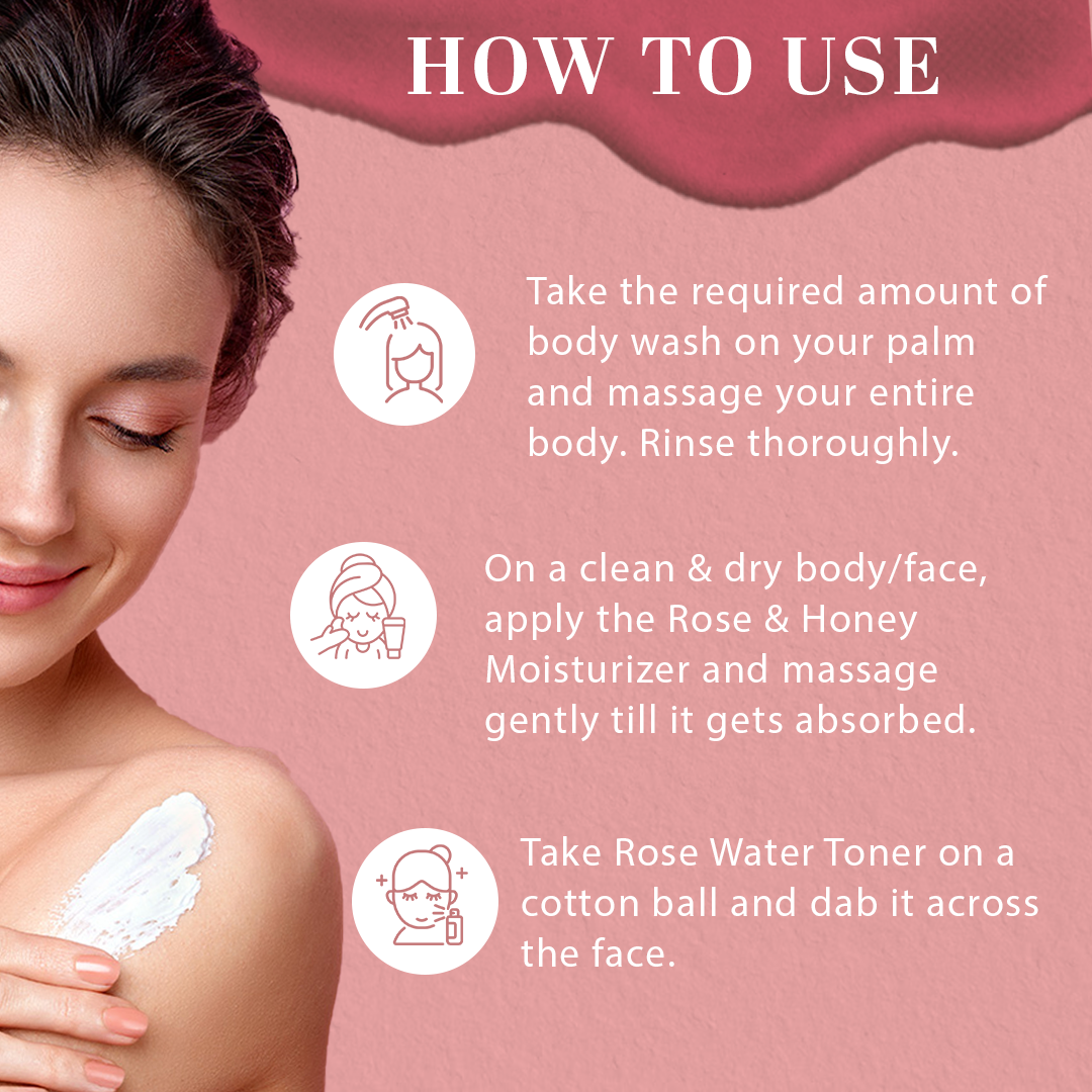 Rose & Honey Skin Care Combo Pack Of 3 210ml Each