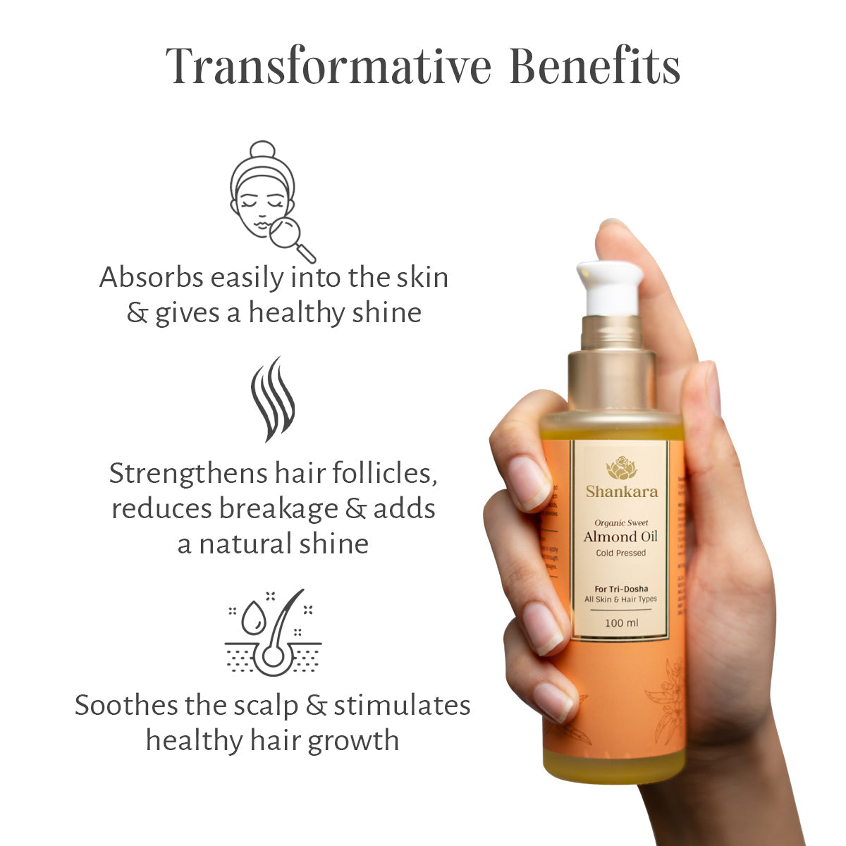 Organic Sweet Almond Oil, by Shankara - 100 ml 100ml