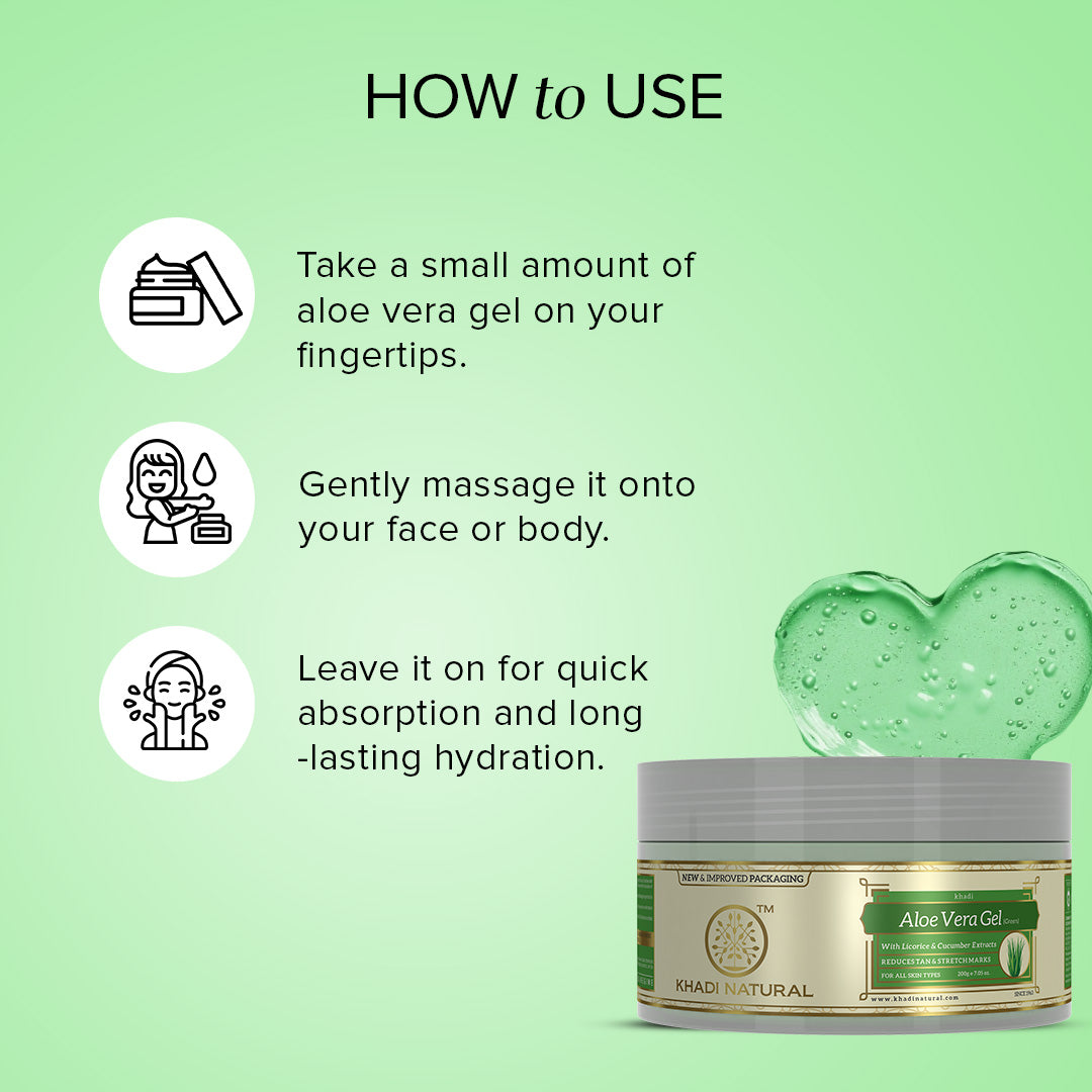 Aloe Vera (Green) Facial Massage Gel With Licorice & Cucumber Extracts - Fresh & Hydrated 200gm