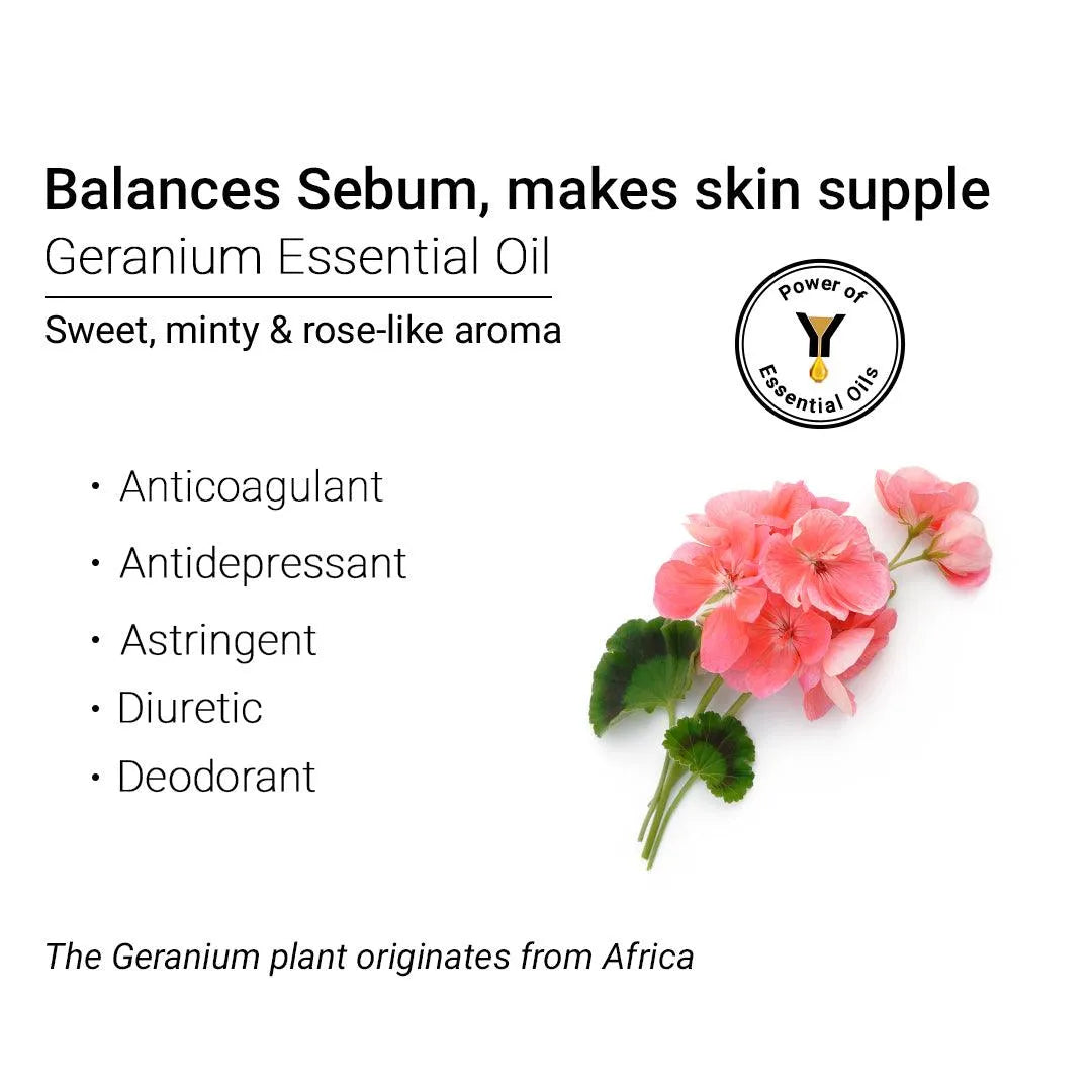 Geranium Essential Oil, Therapeutic, Pure & Natural, Balances Sebum, Increases Collagen & Blood Flow, Breast Toner & Regulates Hormone 10ml 10ml
