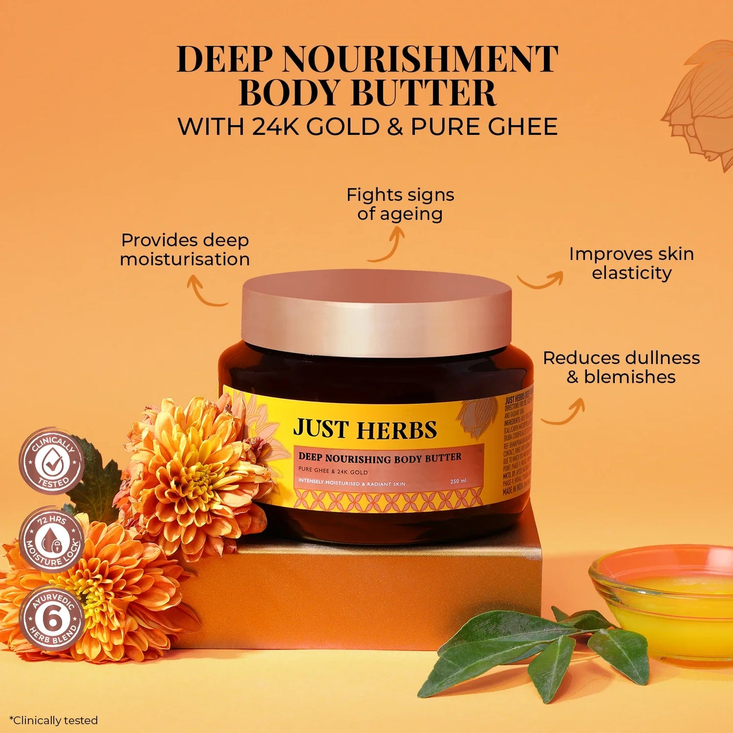 Pure Ghee & 24K Gold Deep Nourishing Body Butter 250ml