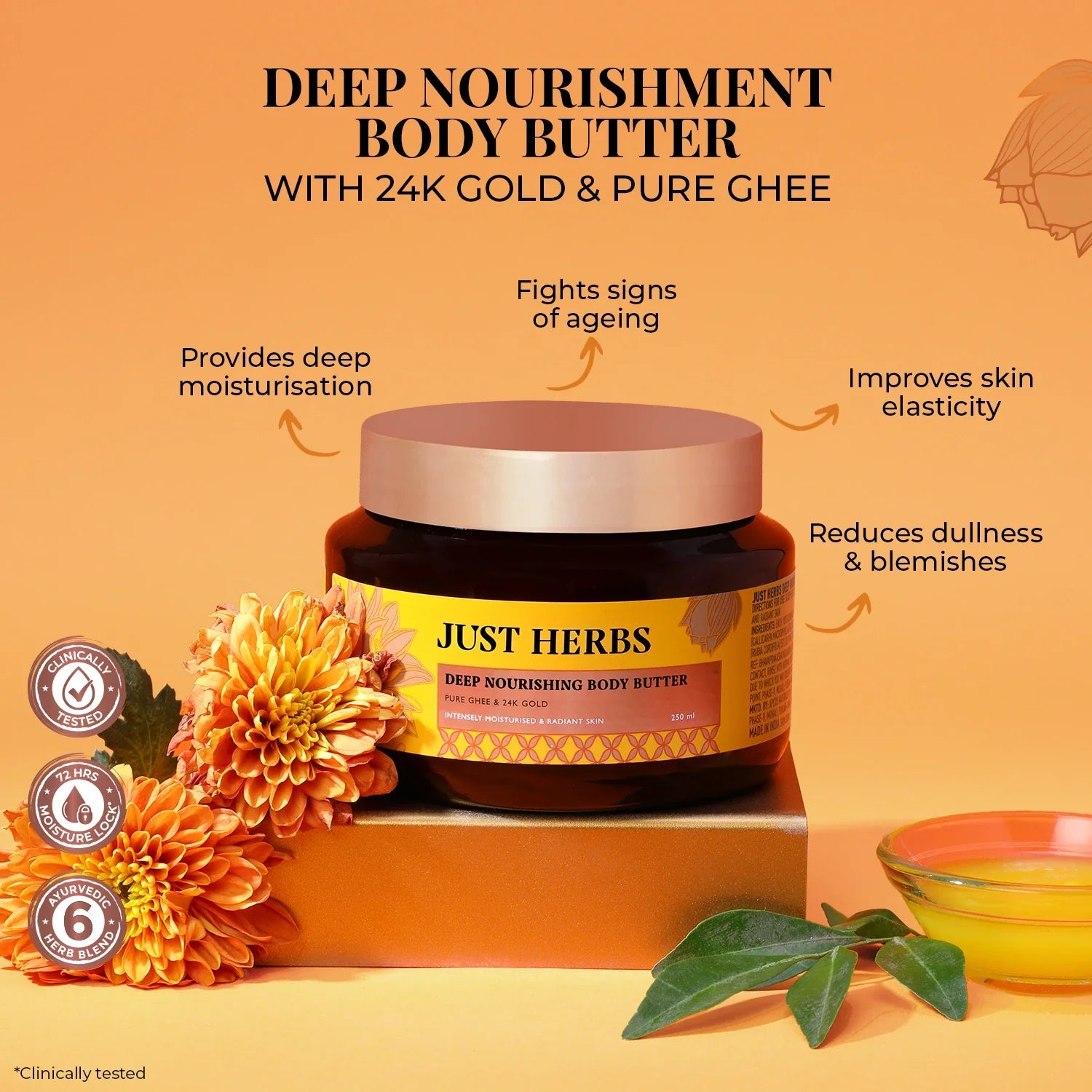 Pure Ghee & 24K Gold Deep Nourishing Body Butter 250ml