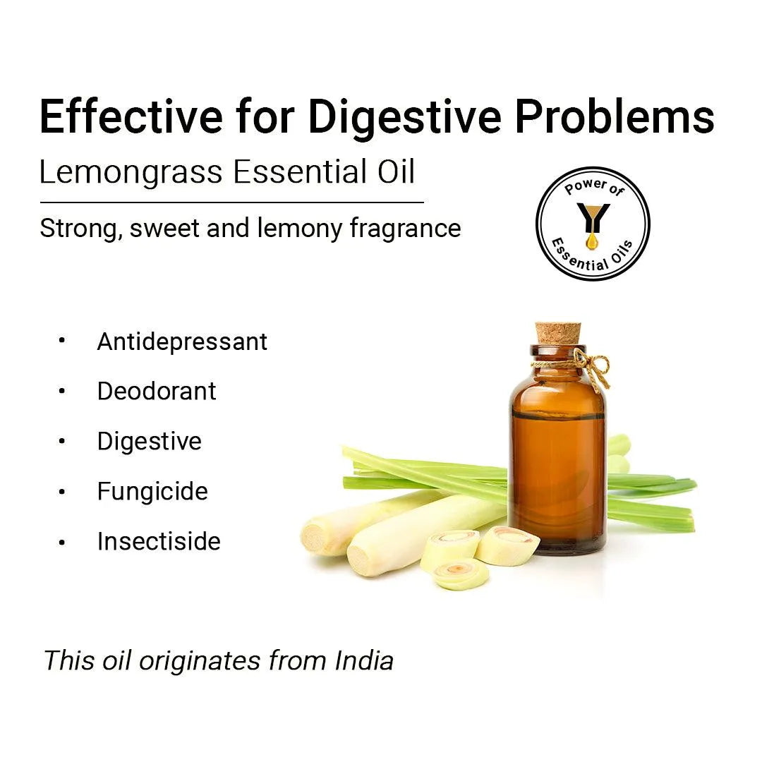 Lemongrass Essential Oil, Therapeutic, Pure & Natural, Stimulates & Energies Body and Mind, Insecticide 10ml 10ml
