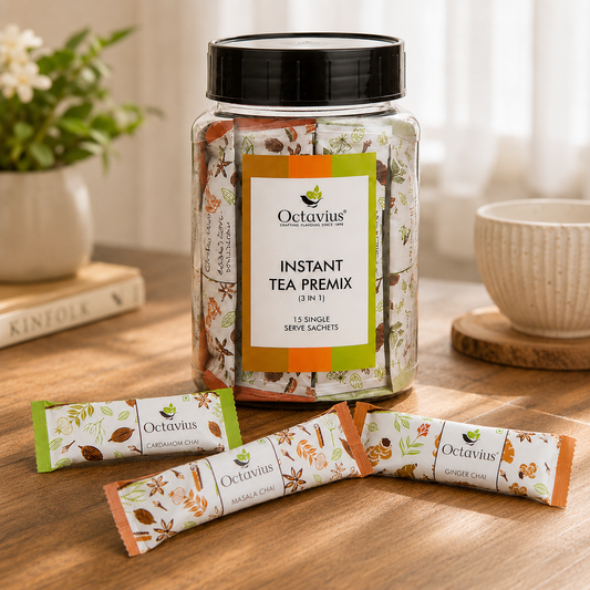 【Octavius】 3 in 1 Instant Premix - Indian Masala, Cardamom & Ginger 20 Sachets (Clear Pack)｜3 in 1 インスタント プレミックス - Indian Masala, カルダモン & ジンジャー 20 Sachets (Clear パック)｜20sachets