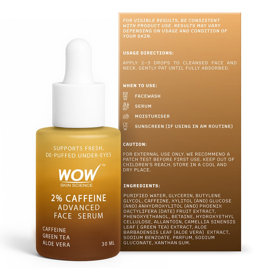 2% Caffeine Face Serum Reduce Puffiness & Revitalize Skin 30ml