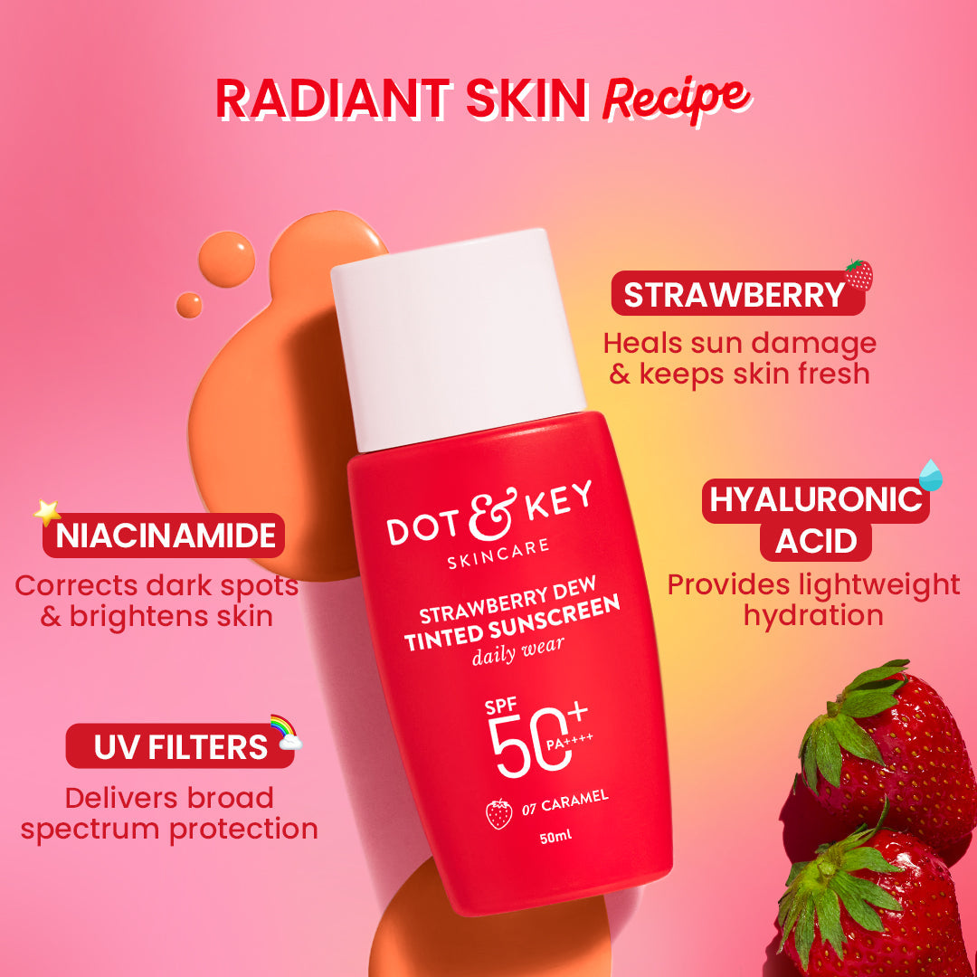 Strawberry Dew Tinted Sunscreen SPF 50+, Warm Ivory- Pack of 2 100ml