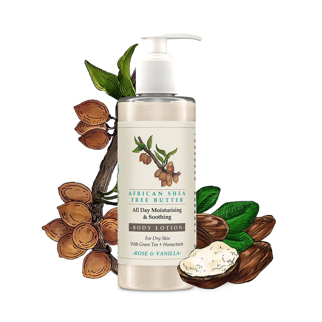 African Shea Tree Butter Body Lotion Rose & Vanilla 200ml