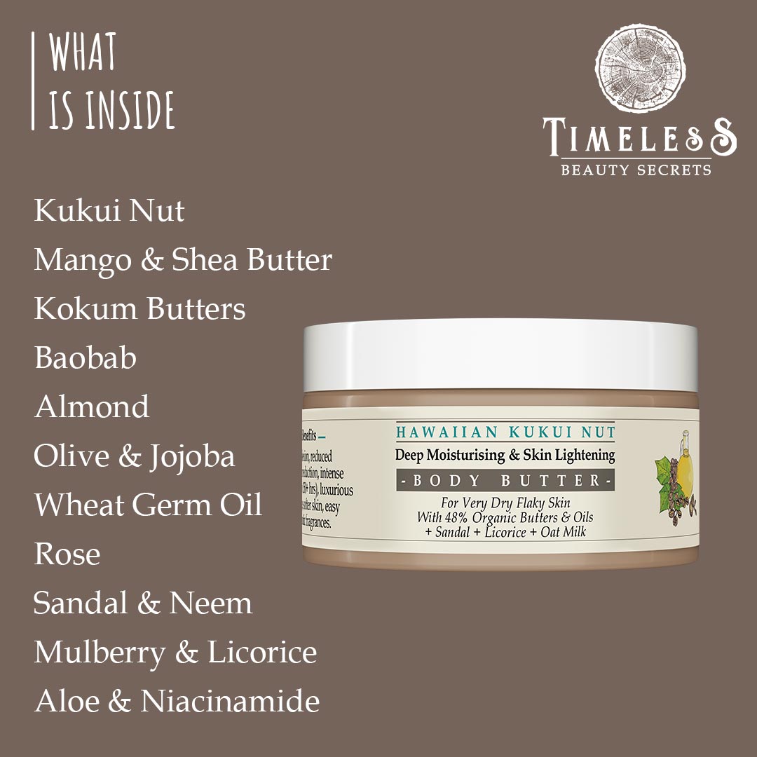 Hawaiian Kukui Nut Skin Lightening Body Butter with Niacinamide 200g