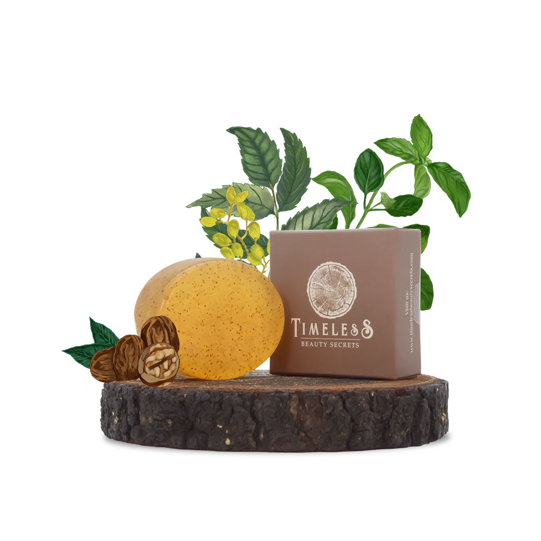 Unisex Indian Neem & Basil Glycerine Organic Soap Walnut & Sweet Pepper 75g