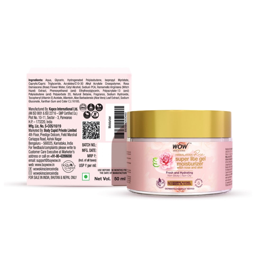 Himalayan Rose Aloe Gel Moisturizer Restores & Hydrates Skin 50ml