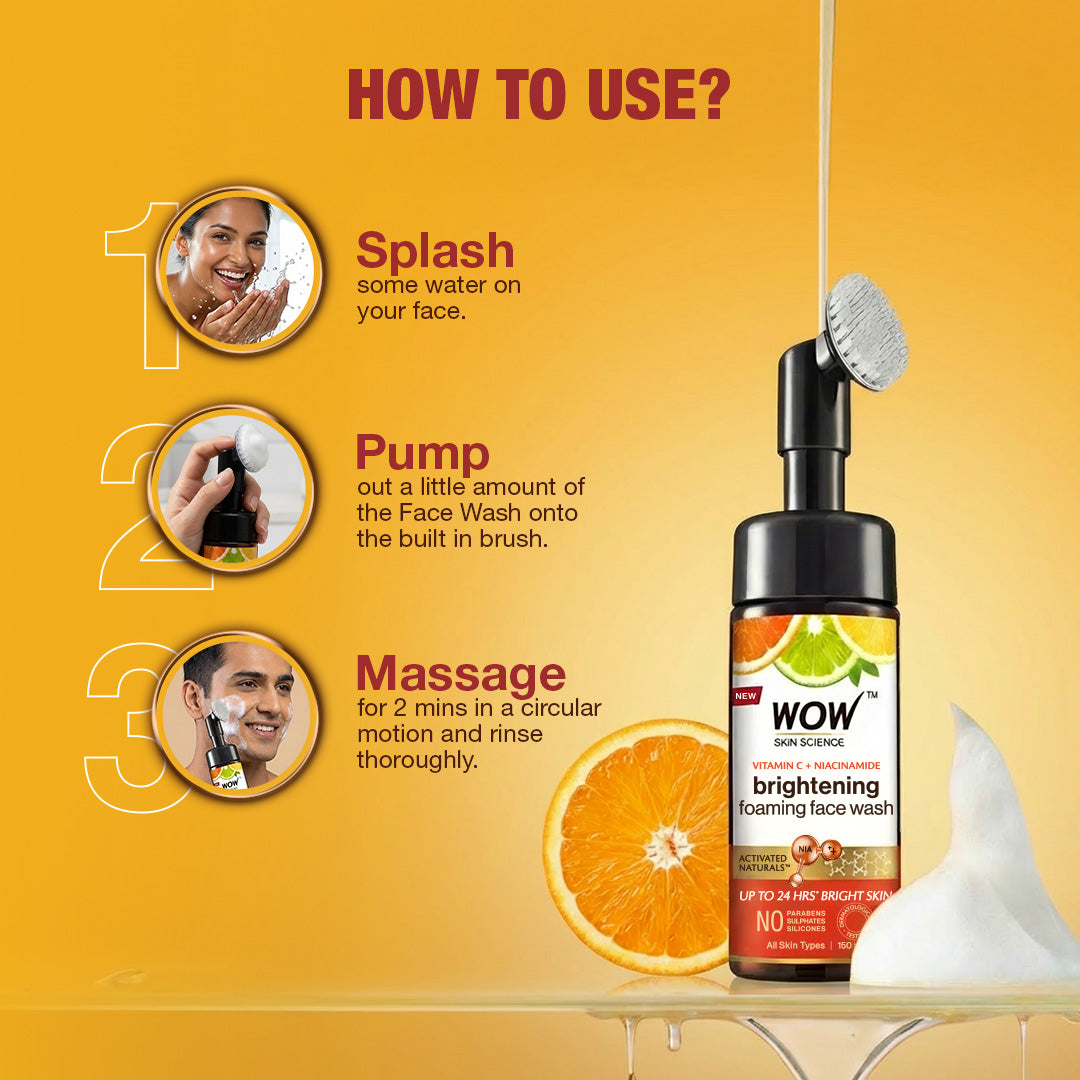 Brightening Vitamin C Foaming Face Wash With Built In Brush 150 ML