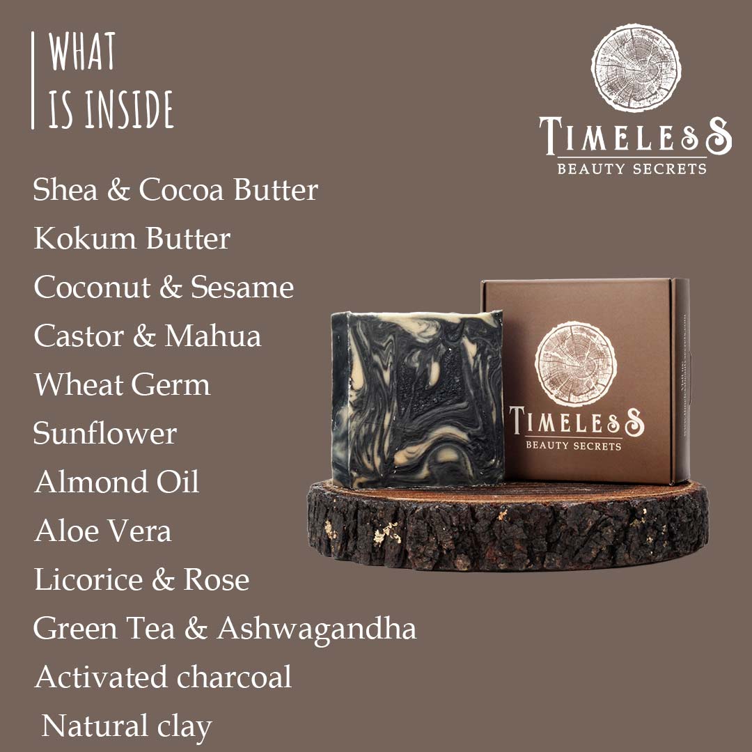 Egyptian Activated Carbon & Oats Artisanal Soap For Men - Oily & Combination Skin With Oudh & Neroli 120g