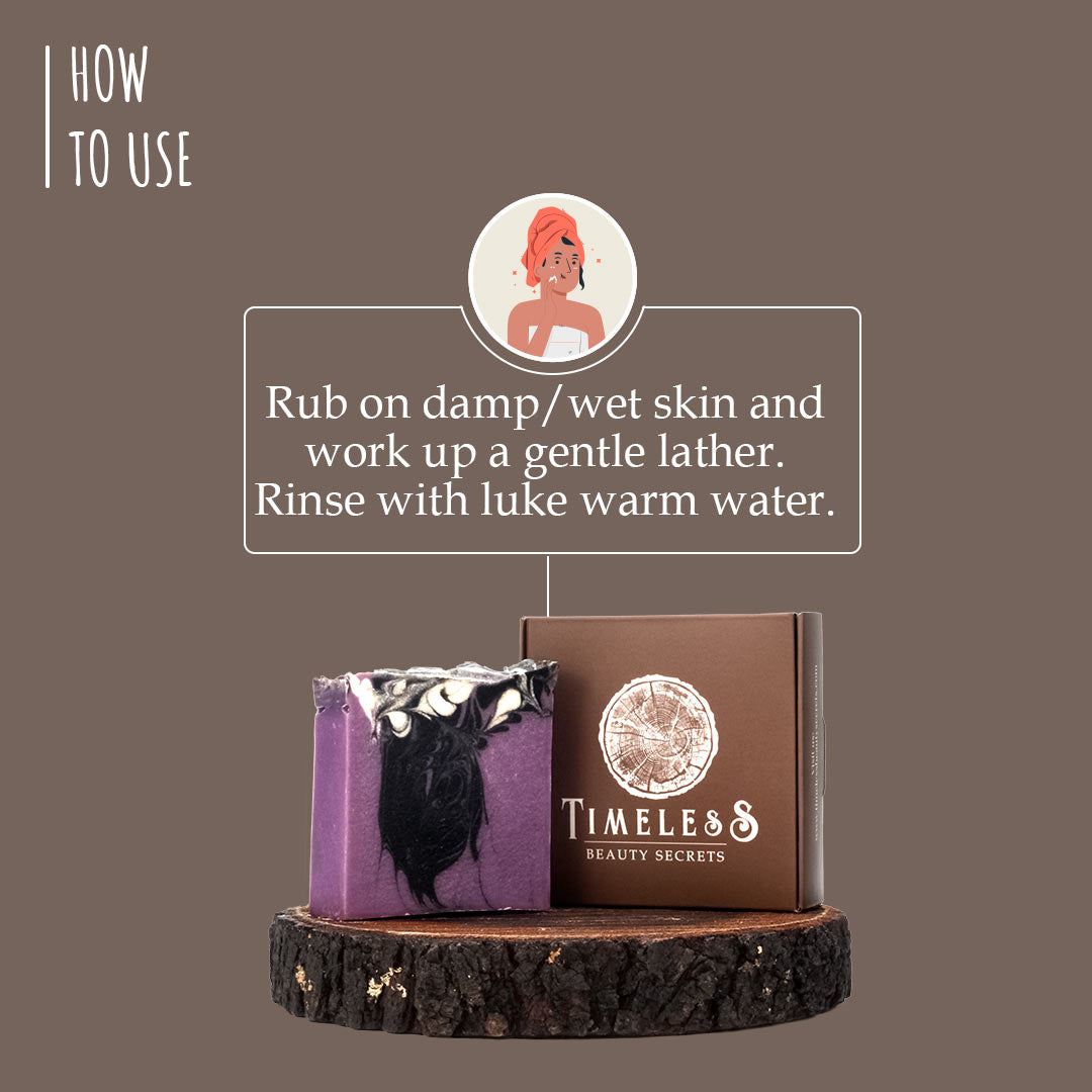 Egyptian Activated Carbon & Oats Artisanal Soap For Women - Oily & Combination Skin With Purple Clay & Lavender 120g