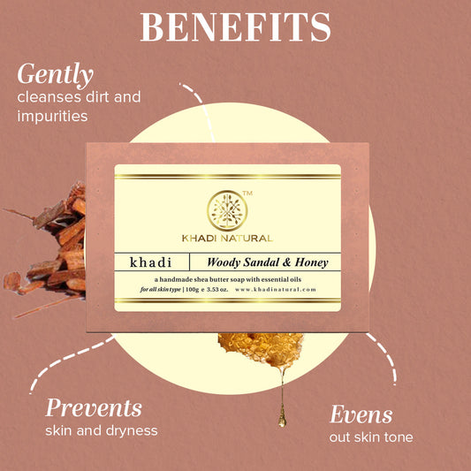Woody Sandal & Honey Soap Combo Pack Of 5 100gm Each