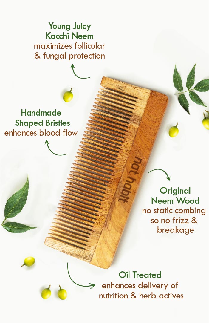 Wide Tooth Kacchi Neem Shampoo Comb 2個