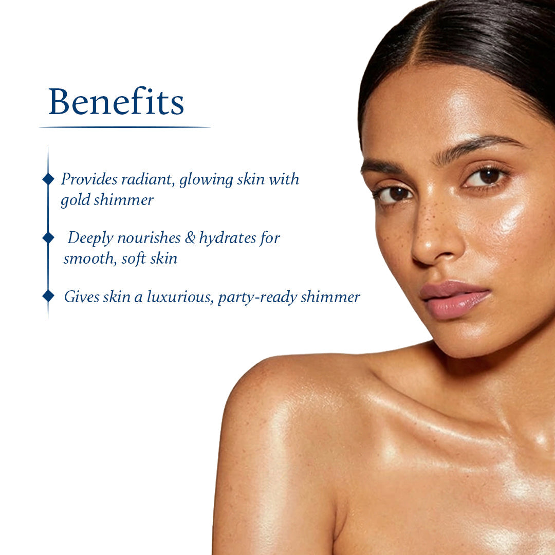 Gold Shimmer Body Oil with Swarna Bhasma for Glowing Skin (16 herbs) 200ml