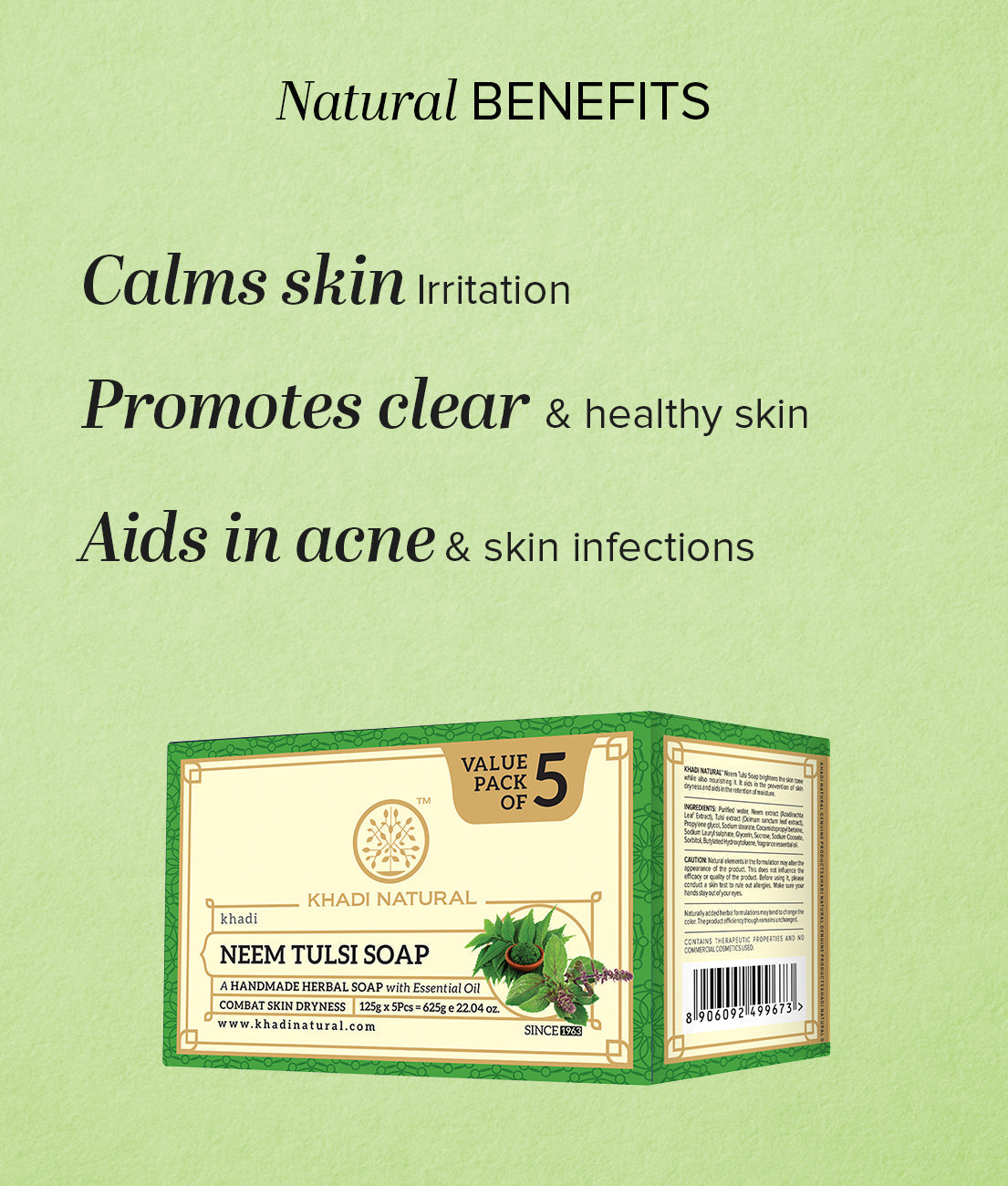 Herbal Neem Tulsi Soap Combo Pack Of 5 125gm Each