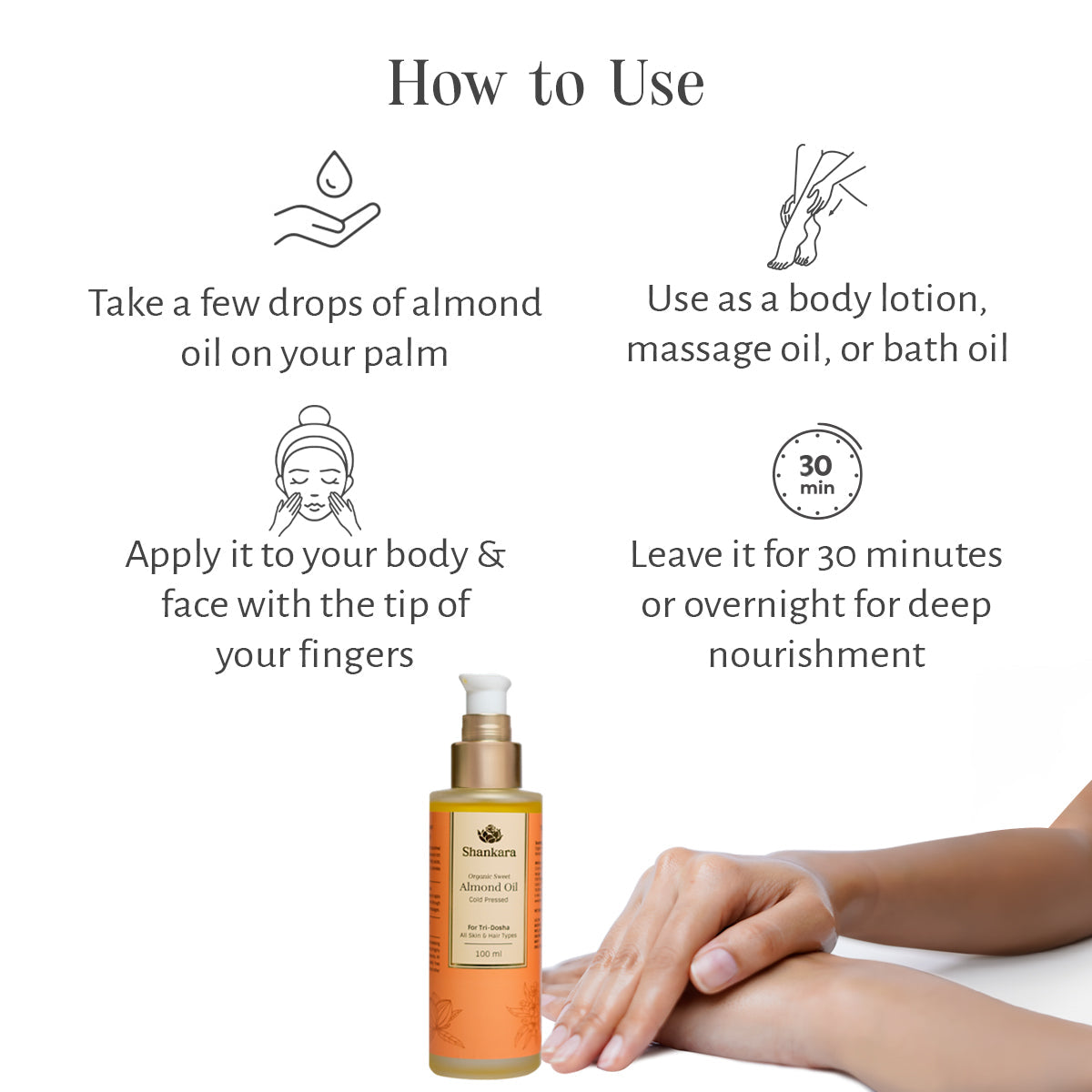Organic Sweet Almond Oil, by Shankara - 100 ml 100ml