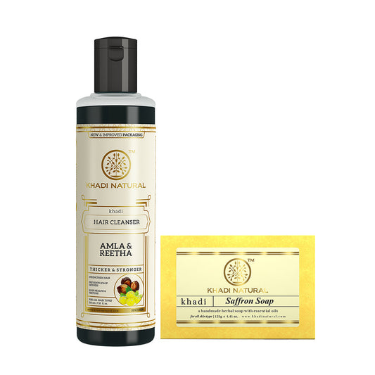 Amla & Reetha Hair Cleanser with Saffron Soap Combo (Set of 2) 250g