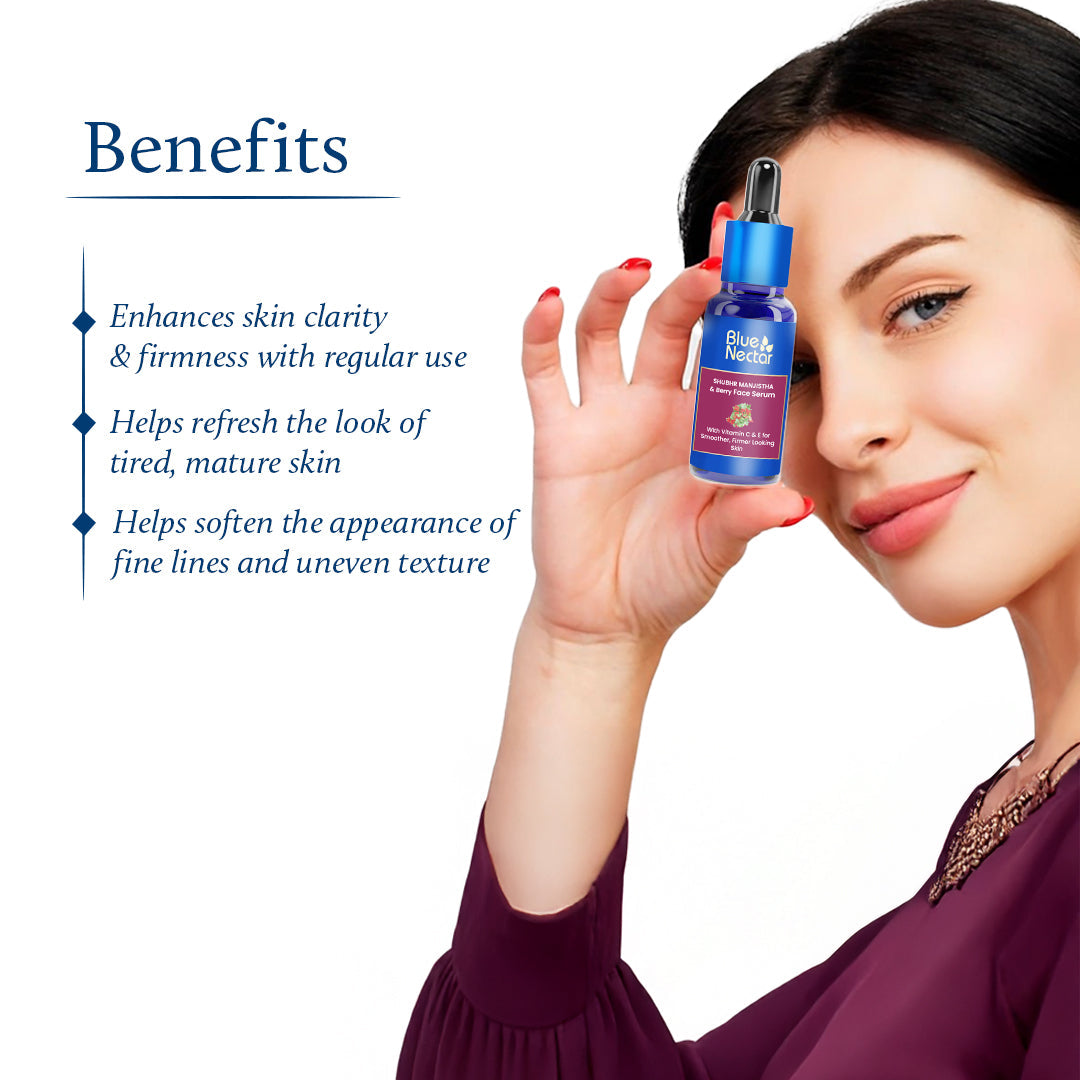 Manjistha & Berry Anti Aging Face Serum for Wrinkles with Vitamin C & E (13 herbs, 30ml) 30ml
