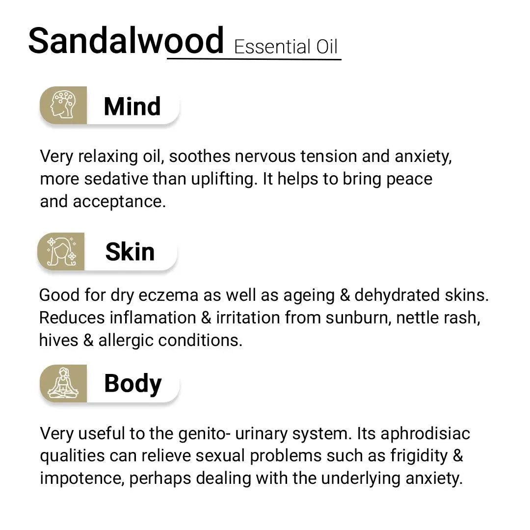 Sandalwood Essential Oil, Therapeutic Pure & Natural, Mysore Sandal, Antiseptic, Ageing Skin, Relaxing 10ml 10ml